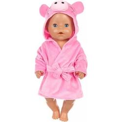 Poppenkleertjes - Geschikt voor Baby Born - Roze badjas - Varken - Kleding voor babypop